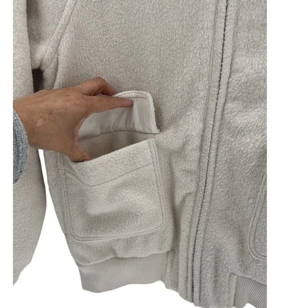 Joie Premium Fleece Bomber jacket Pockets Full Zip Collar Cream size XS - Image 8