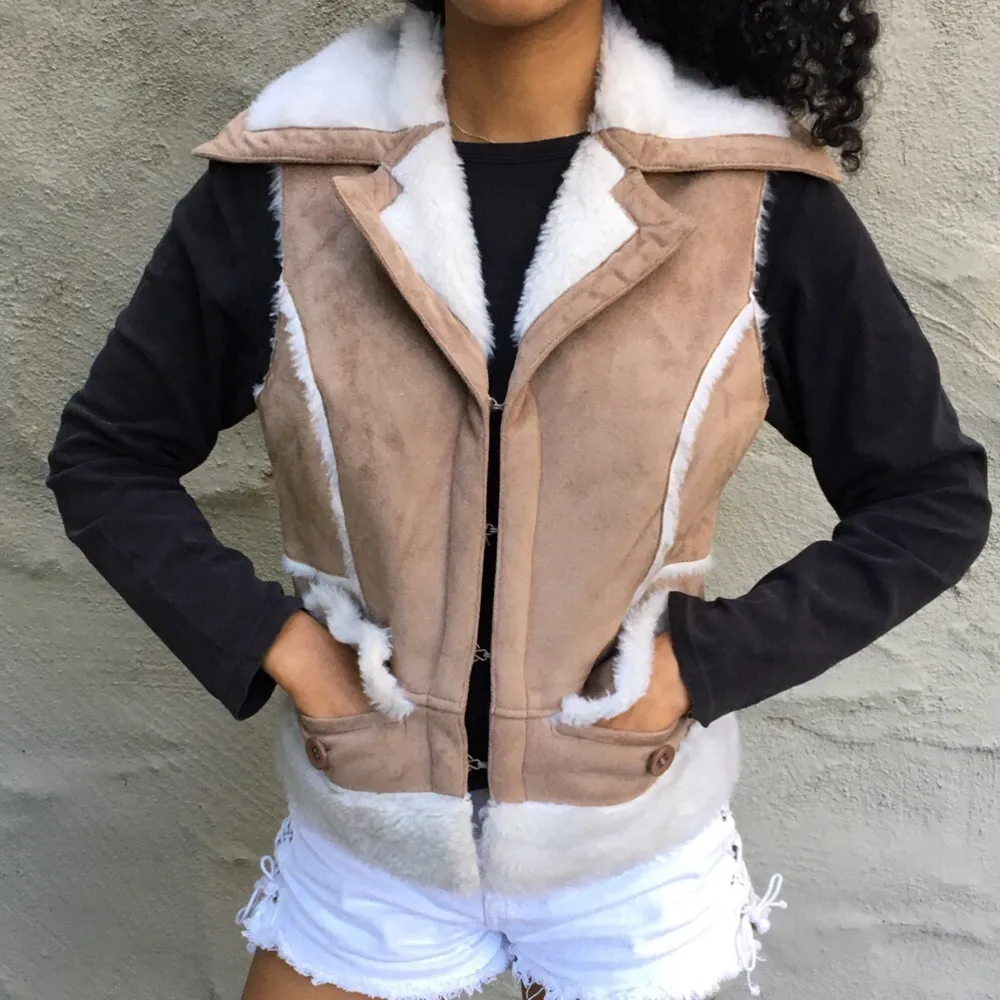 Fur trimmed vest, fur trimmed coat fur lined vest fur lined coat, shearling vest - Image 3