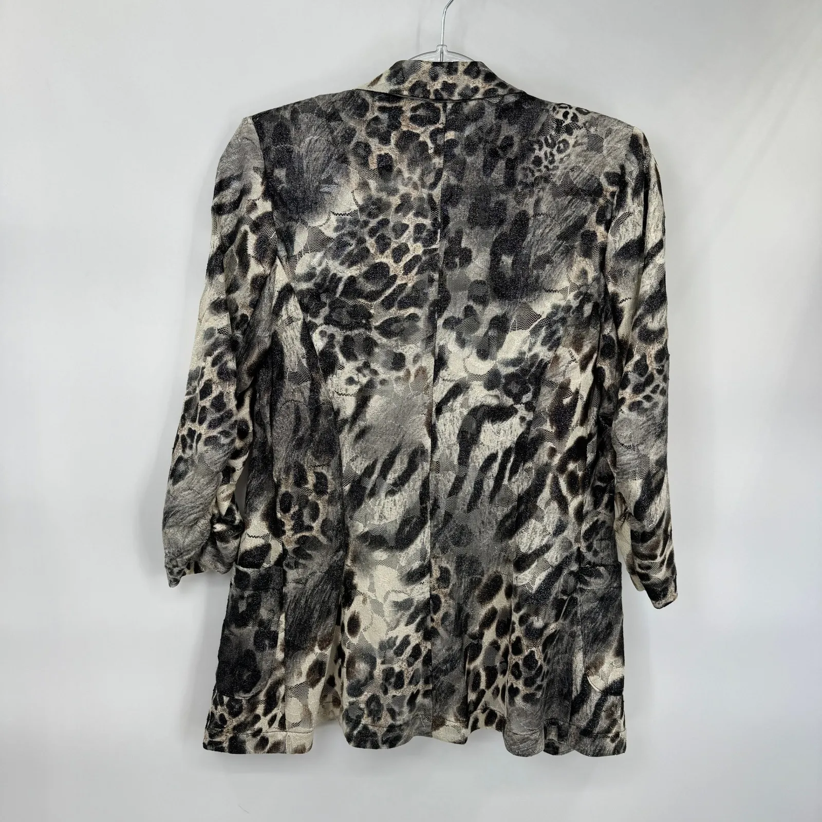 Alberto Makali Leopard Print Lace Blazer Womens Small Brown Pockets Mob Wife - Image 7