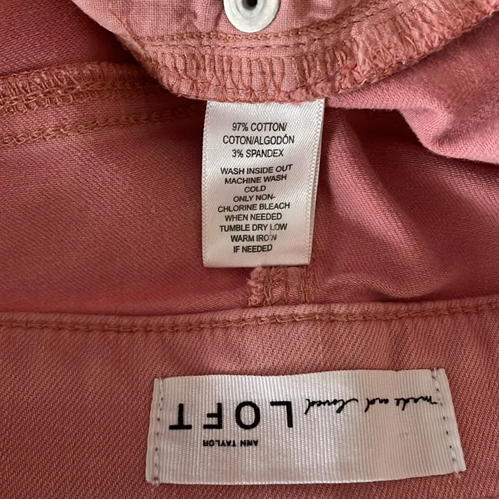 LOFT Modern Fresh Cut Skinny Crop Raw Hem Ankle Jeans Pants in Pink Size 30 / 10 - Image 12