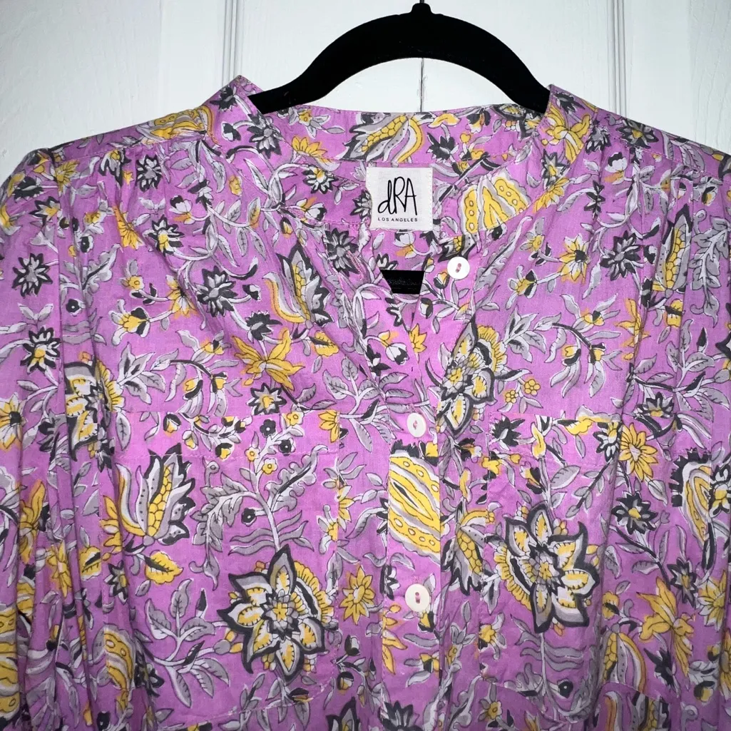 DRA Cotton Anthropologie Floral Purple Women's Dress medium - Image 2