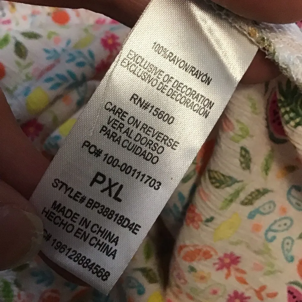 Democracy Floral Fruit Print Button Front Blouse 3/4 Sleeve - Image 6