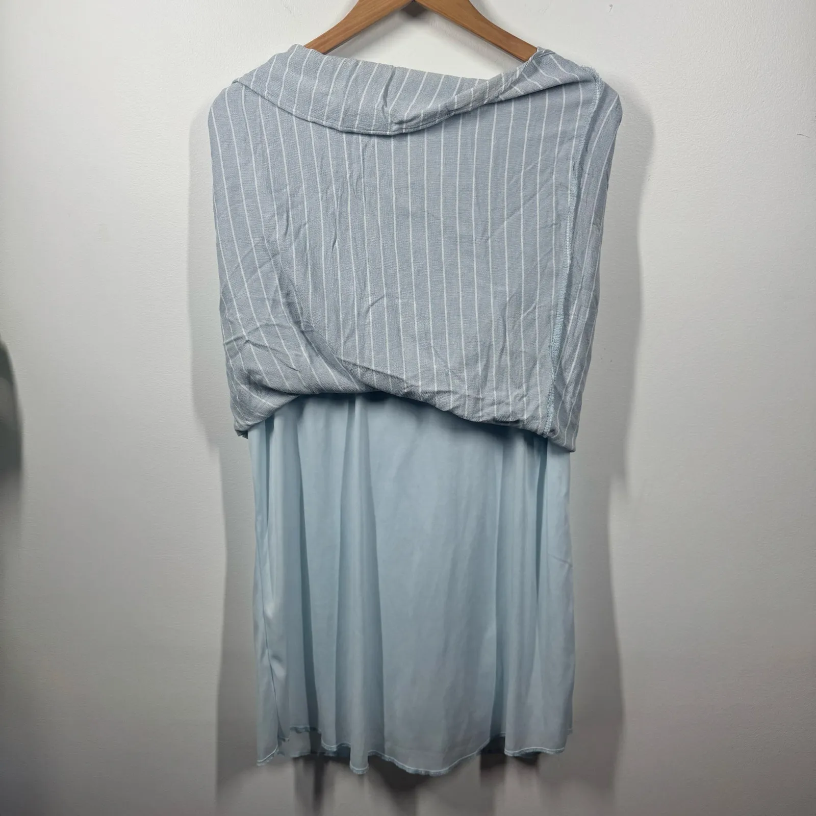 MTS Dress Women Blue White Stripe Lined Shirt Dress Minimal Clean Girl Coastal Size L - Image 5