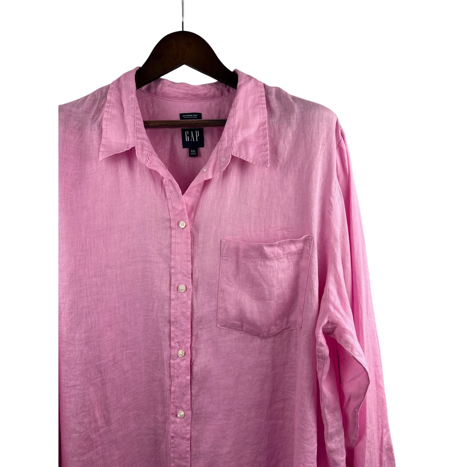 Women’s Old Navy XXL Bubblegum Pink Linen Button Up - Image 2