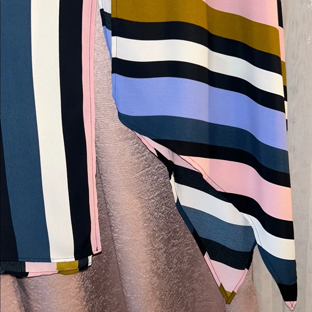 Topshop Size 8 Striped MIDI Multicolor Asymmetrical Skirt - Image 6