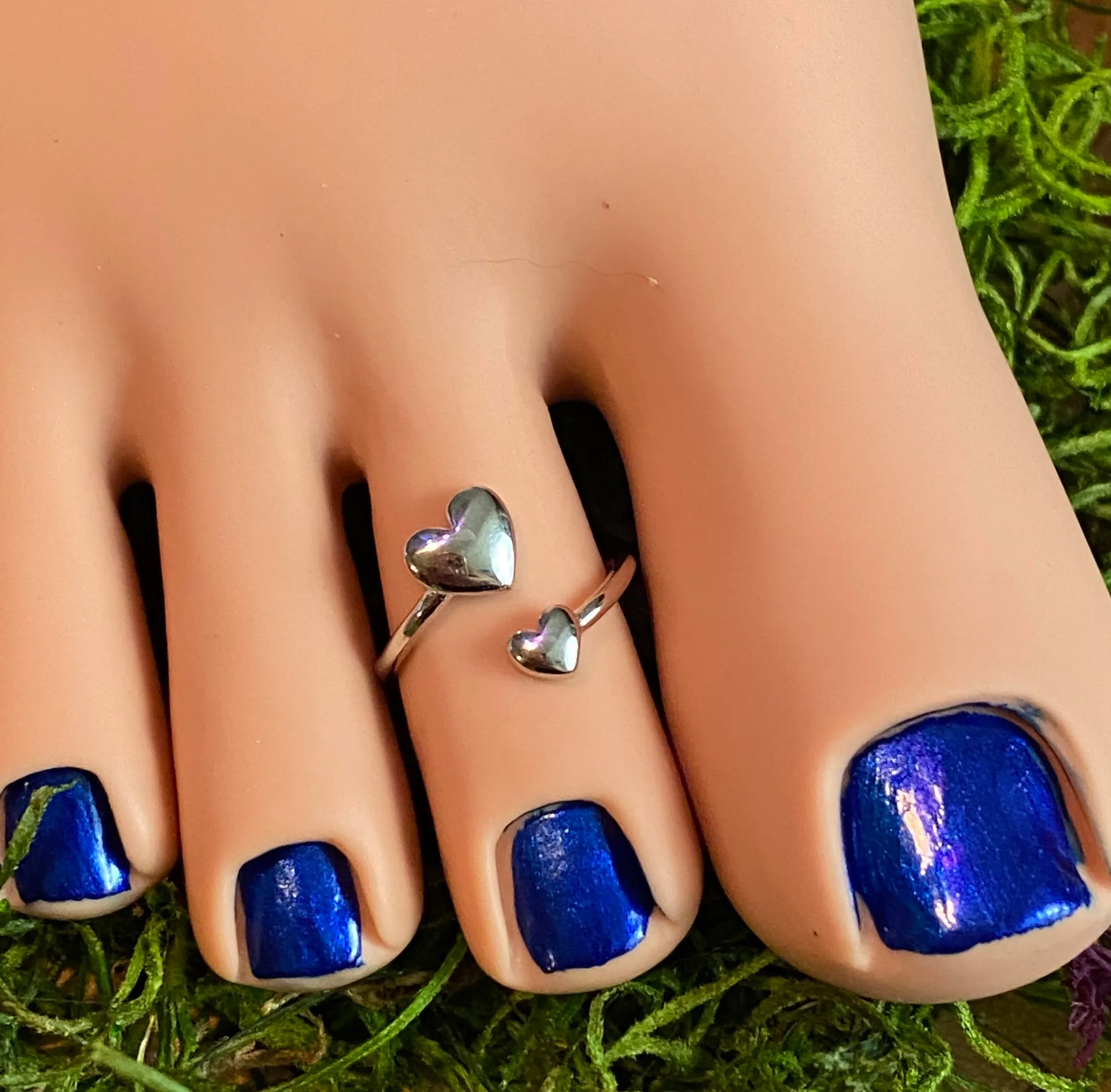 Double heart sterling silver toe/midi ring - Image 3