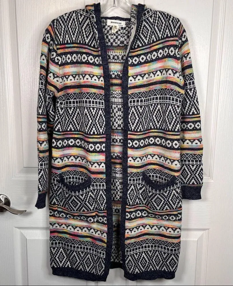 Monteau Hooded Open Cardigan Sweater Sz XS - Image 14