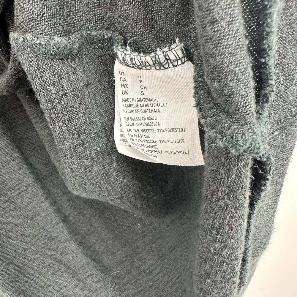 American Eagle Size Small Cardigan Gray Open Front 3/4 Sleeve Lightweight Cocoon - Image 5