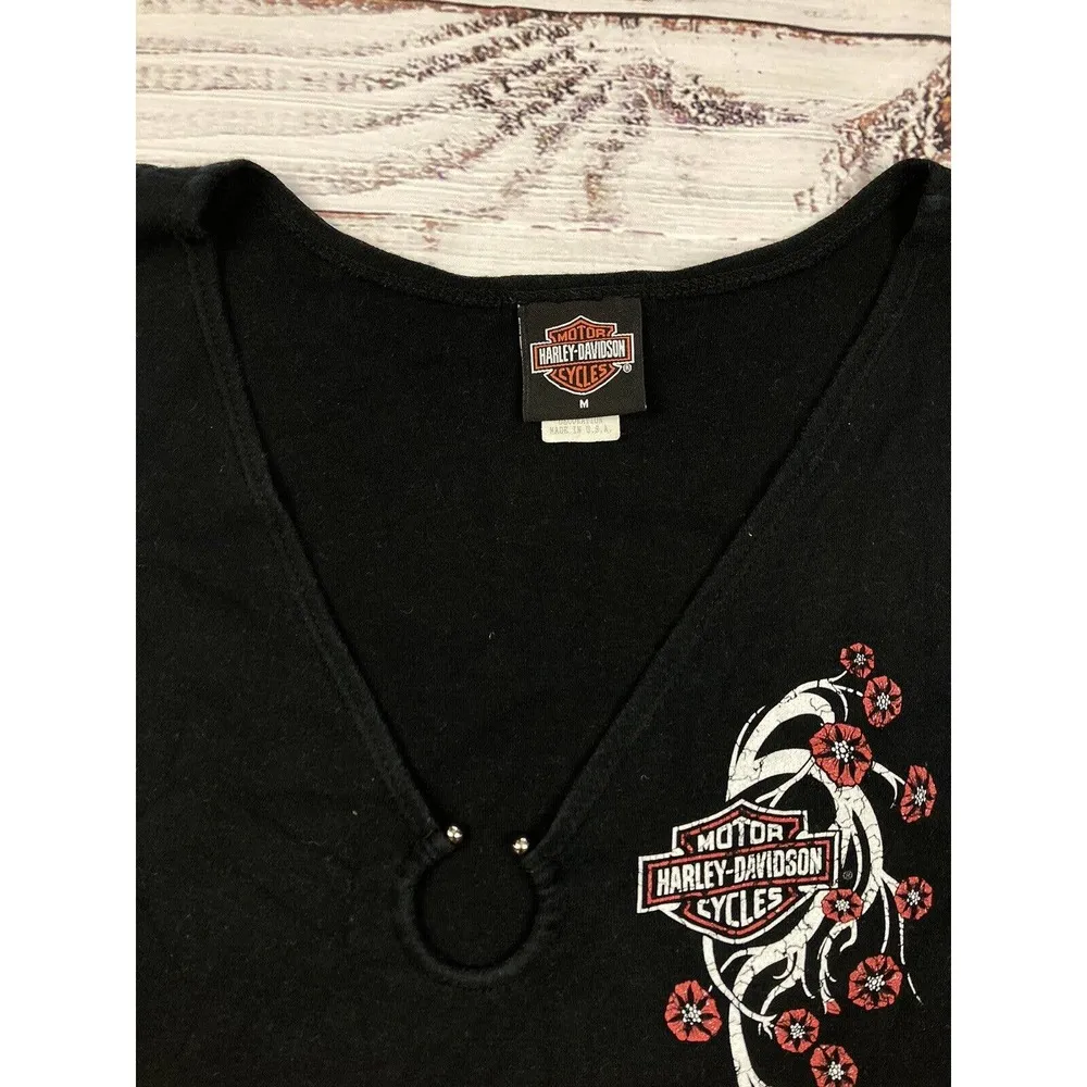 Vtg Y2K Harley Davidson Albany, GA Tank Top Shirt Motorcycle Cherry Blossom Sz M - Image 2