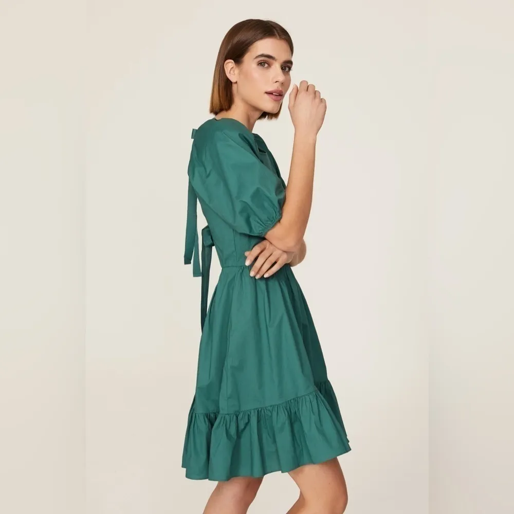 PETER SOM Green Puff Sleeve Dress - Image 5