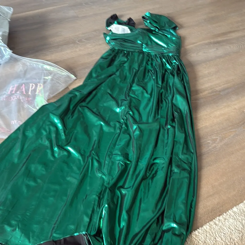NWT IVY CITY CO HERA DRESS IN GREEN METALLIC Size XS - Image 13