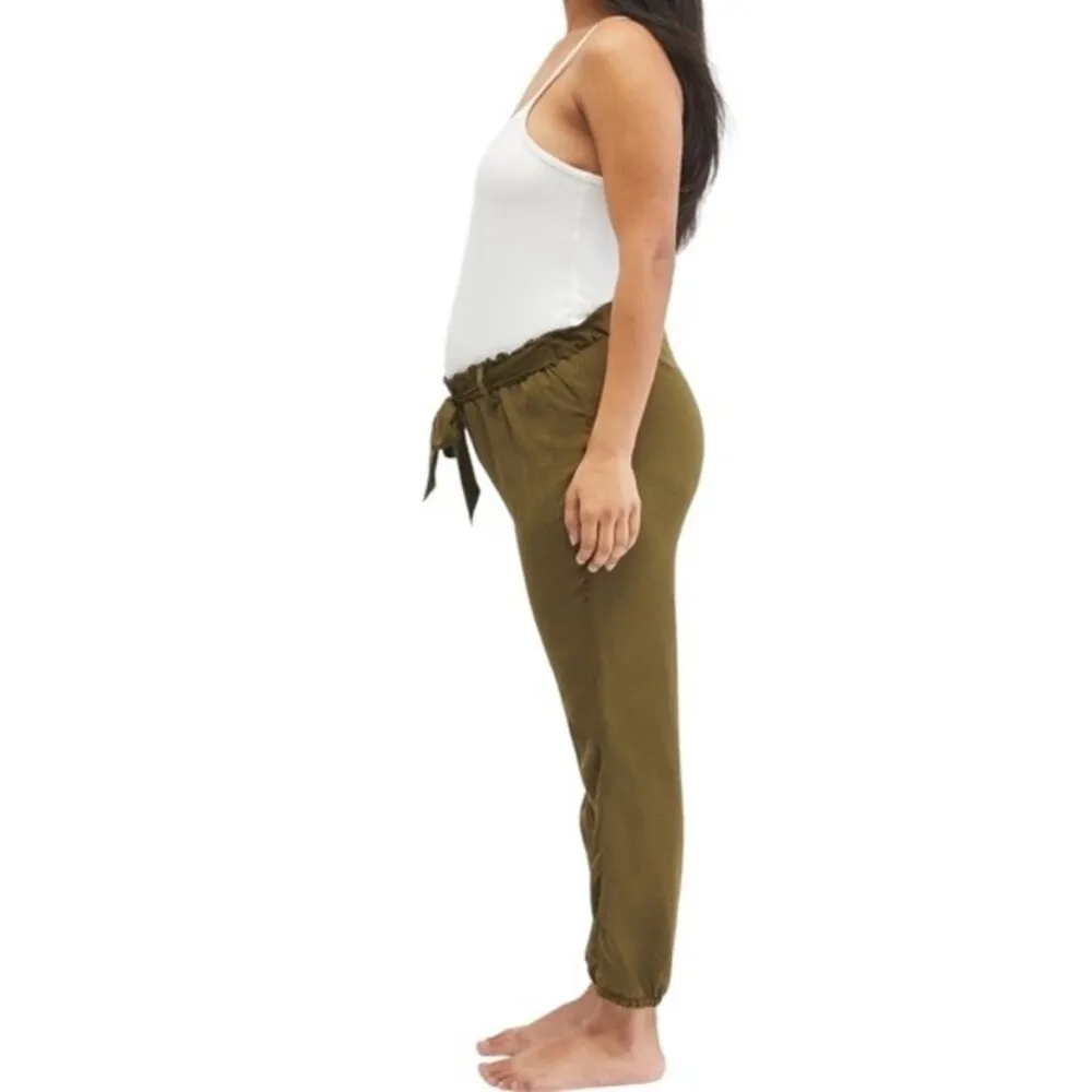 NWT Motherhood Maternity Underbelly Olive Satin Jogger Pants Women’s Size Large Green - Image 9