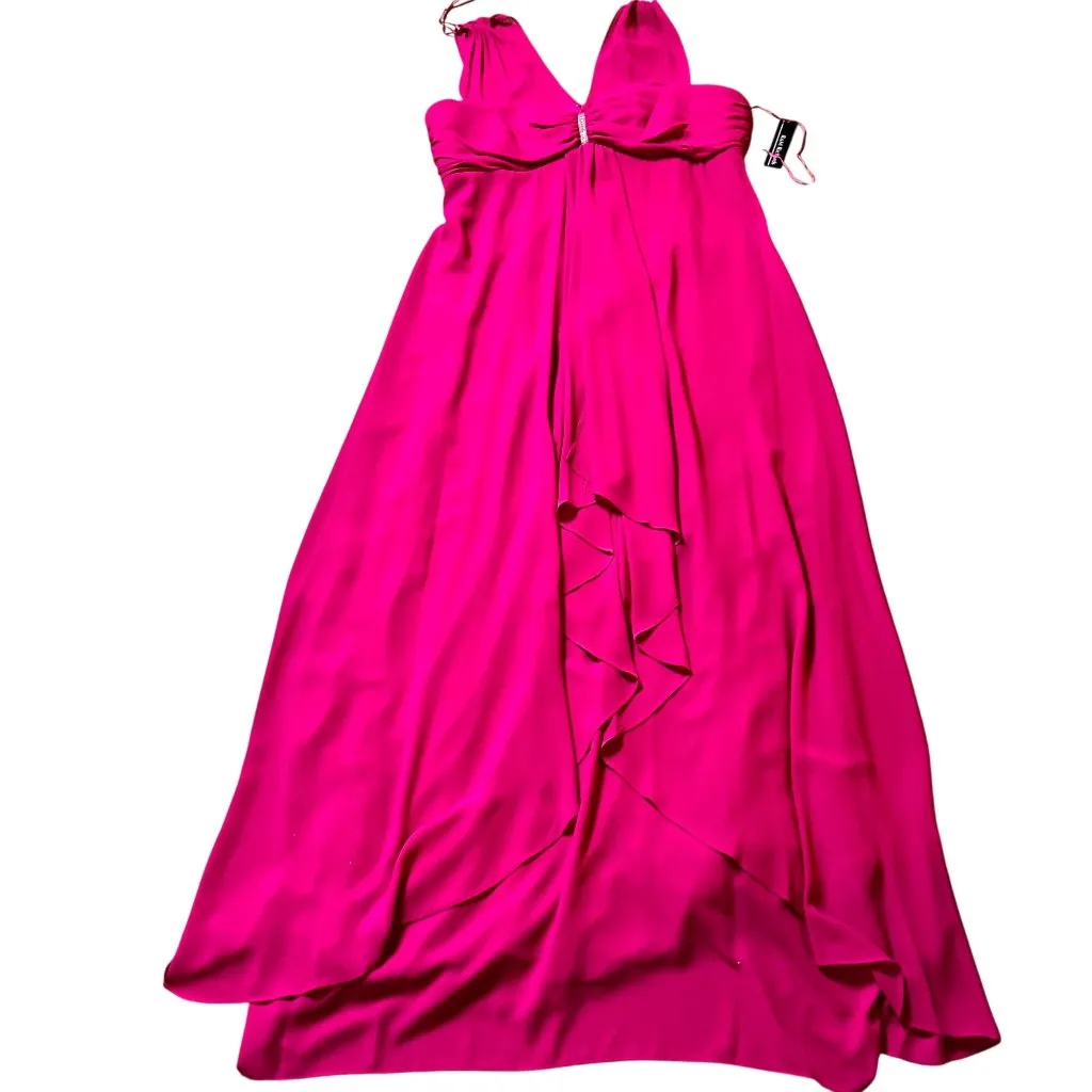 R&M Richards 14/16 Fuchsia Sleeveless Empire Waist Gown Rhinestone Accent - Image 14