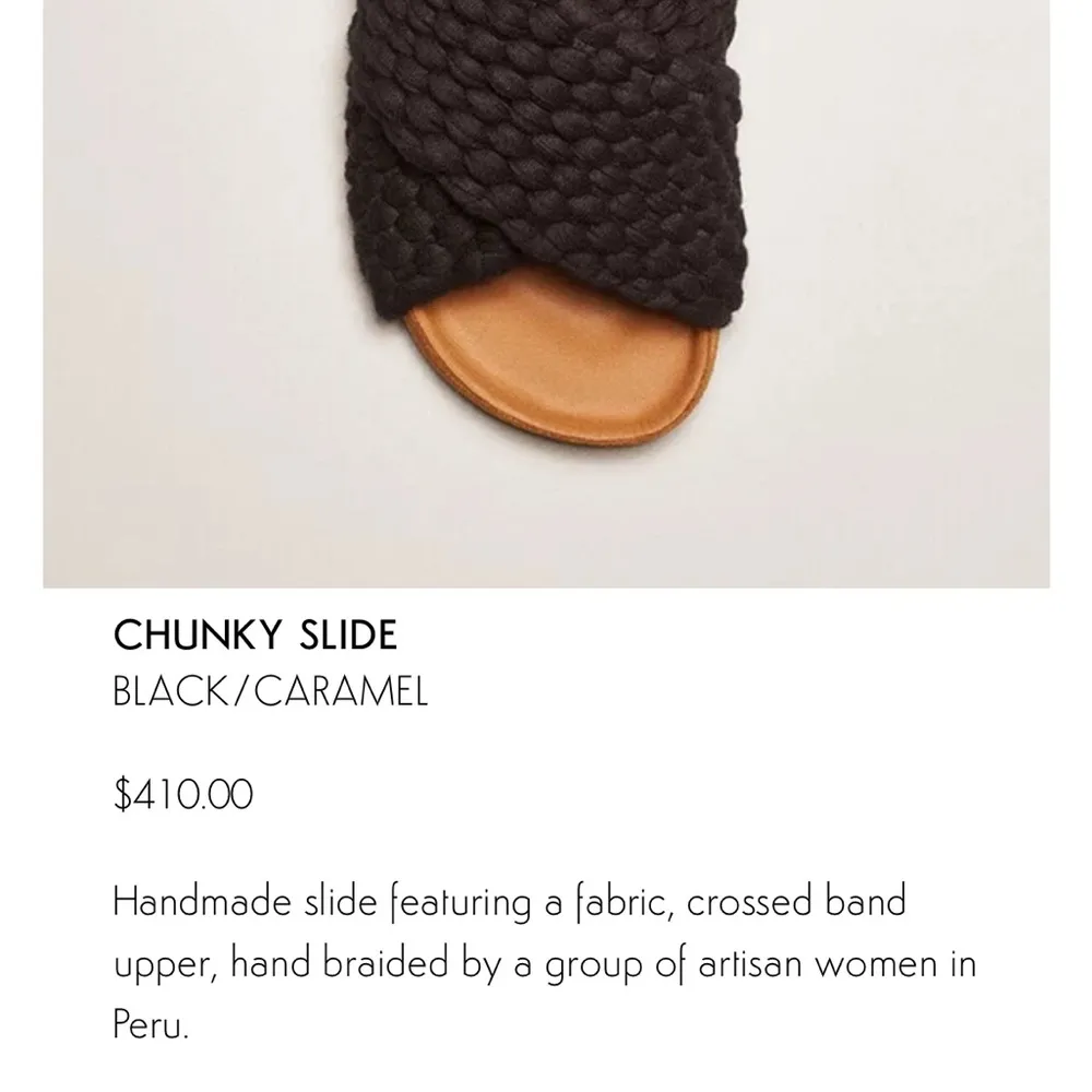 Marea Handmade in Peru Black Caramel Chunky Slide Size 38 (7.5) - Image 10