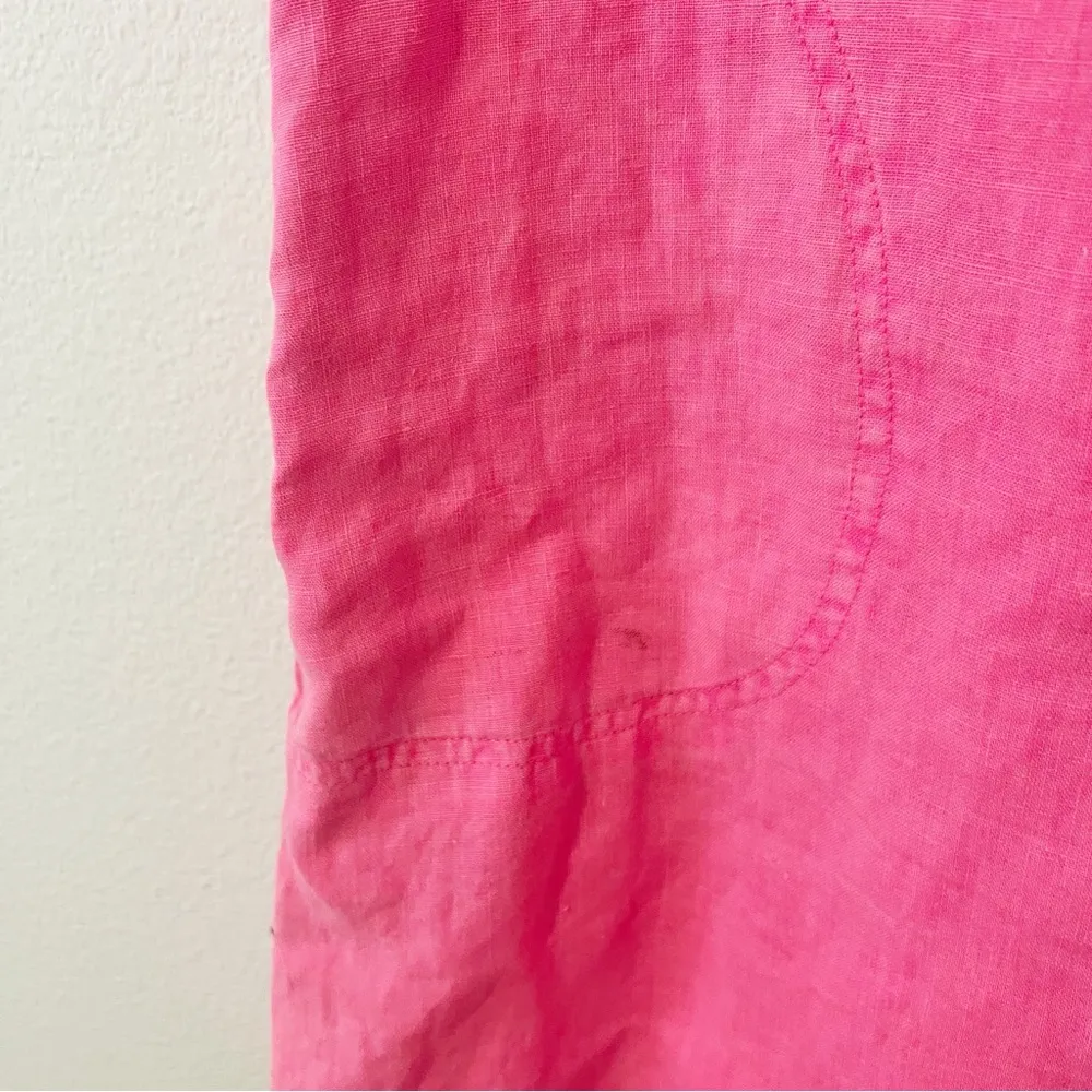 Vineyard Vines Hot Pink Linen Collared Sleeveless Dress Shirtdress Size 4 - Image 4