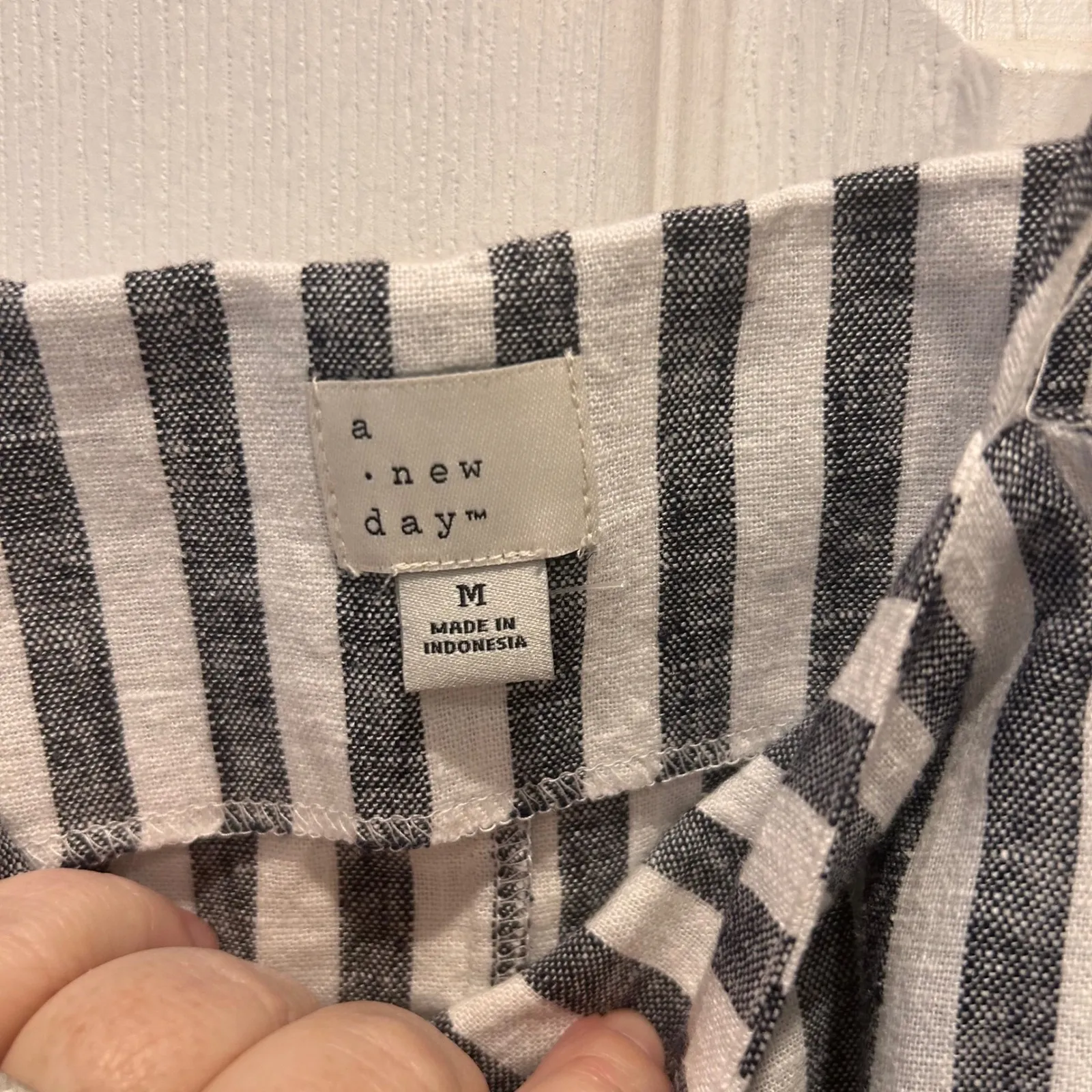 A New Day Striped Linen Blend Mini Dress Women Sz Medium Spaghetti Strap Casual - Image 4