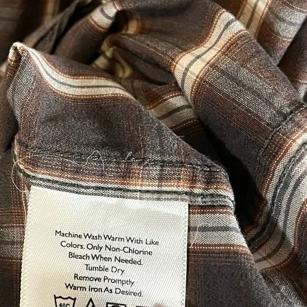 Eddie Bauer Brown Plaid Button Down Shirt Size XL‎ - Image 7