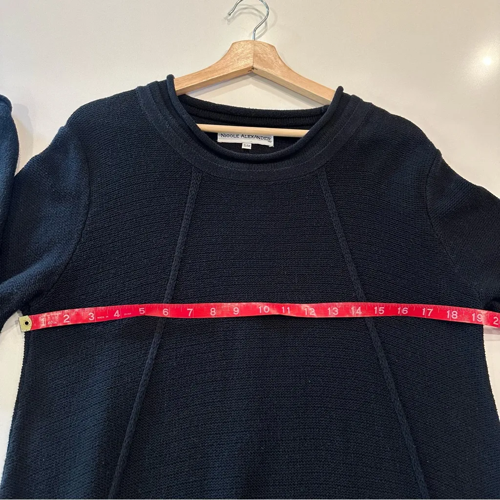 Nicole Alexander‎ Black Cotton Knit Long Sleeve Tunic Size S/M Size M - Image 6