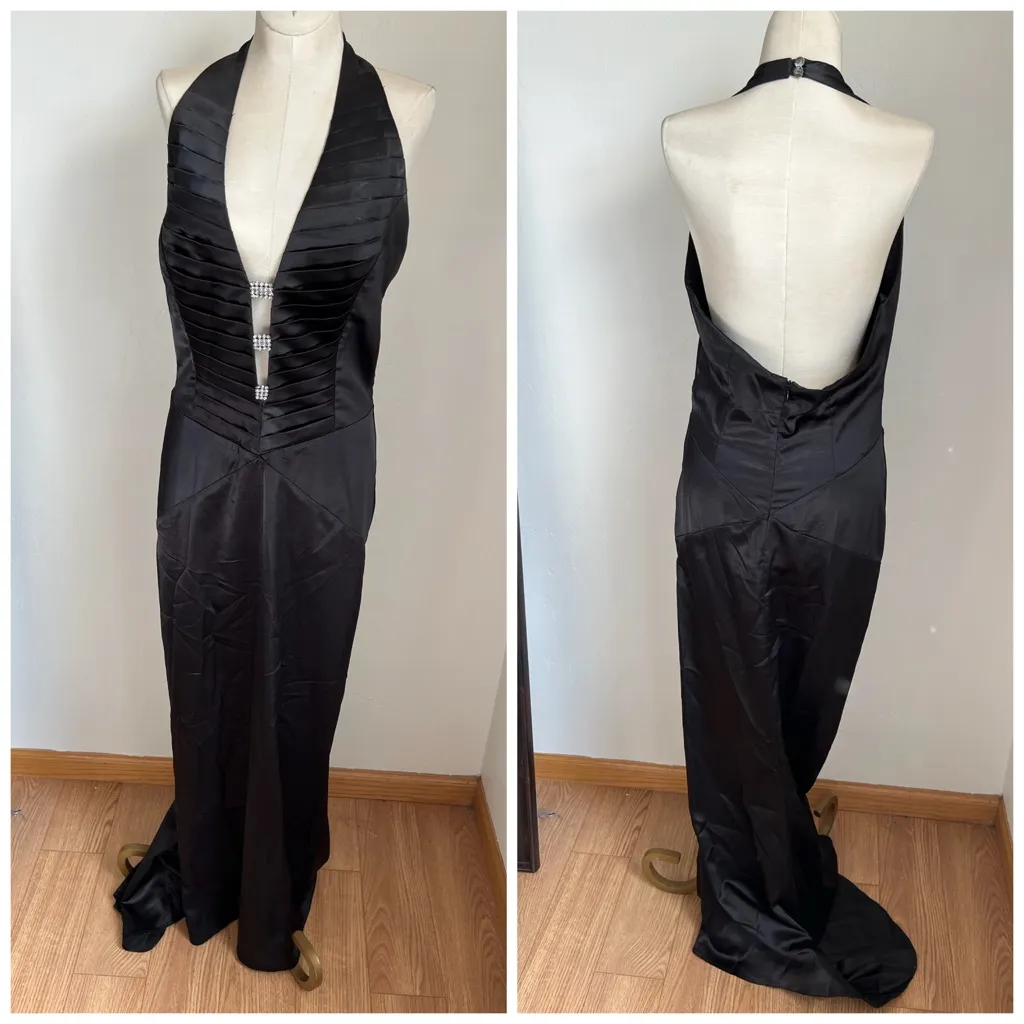 Aspeed Black Halter Gown Rhinestone Y2K medium - Image 2