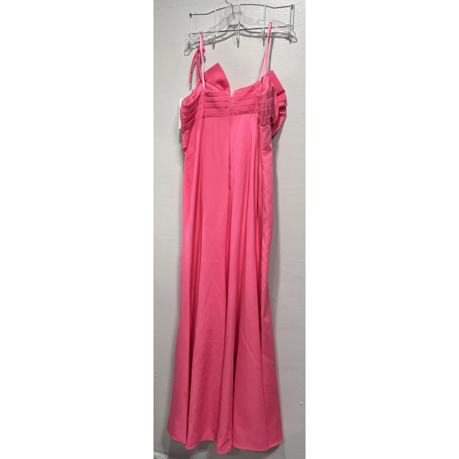 Mac Duggal Candy Pink Bow Front Strapless Crepe Gown 16W Special Occasion Party - Image 5