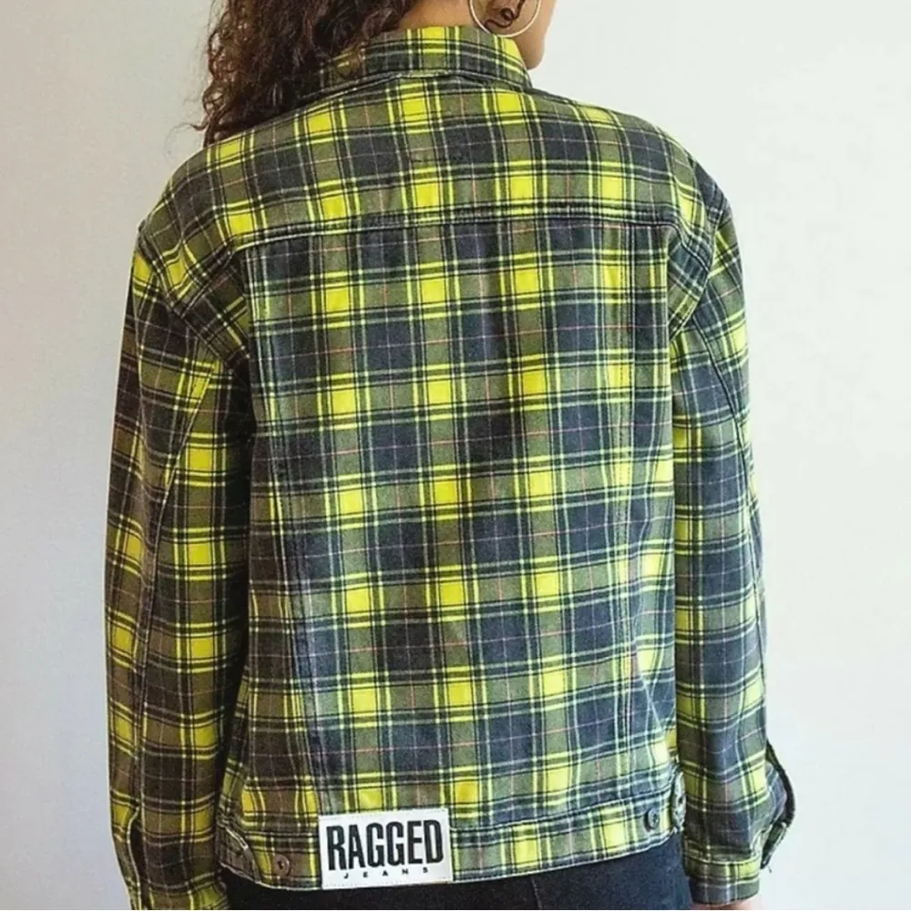Ragged Jeans Line Plaid Denim Jacket Size L - Image 2