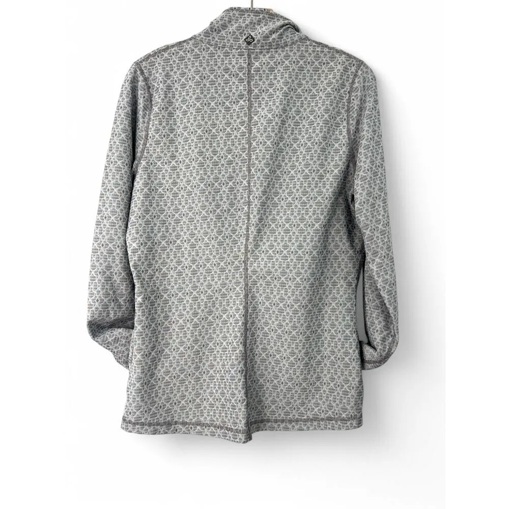 prAna  L Women's Silver Grey Jacquard Reeve Jacket Full Zip Sweater Sweatshirt - Image 4