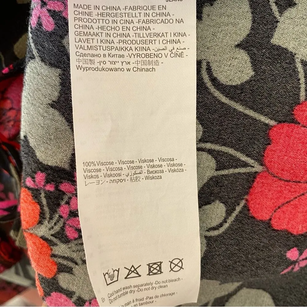 Rolla’s Cleo Rambling Floral Mini Wrap Dress size medium Black Red Pink Flowers - Image 11