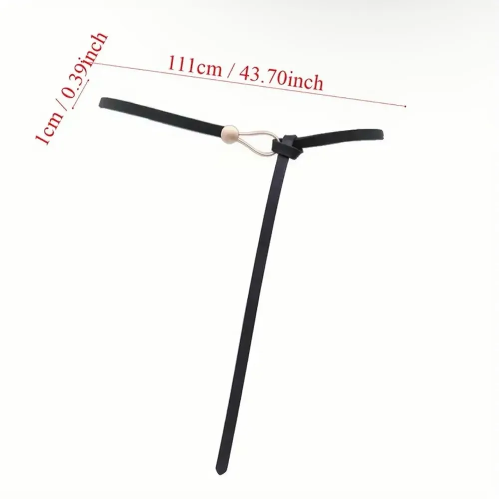Black Trendy Knotted Skinny Thin Belt For Women Classic Solid Color Faux Leather - Image 10