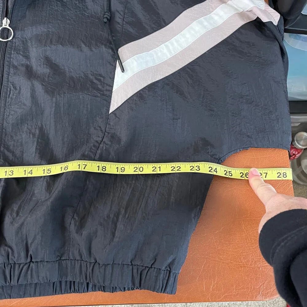 Garage Black White Full Zip Windbreaker Jacket Size Large Boxy Fit  Streetwear - Image 9