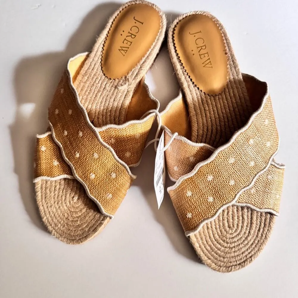 J.Crew Women's Double  Cross Strap Embroidered Polka Dot Low Heel Sandals Sz 7 - Image 6