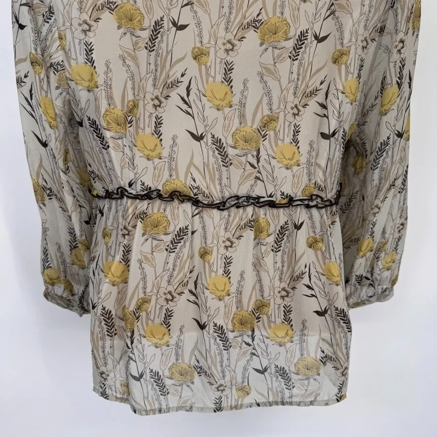 Vintage Y2K Viola Silk Babydoll Top Womens 8 Floral Romantic Grunge Forest Fairy Green - Image 8