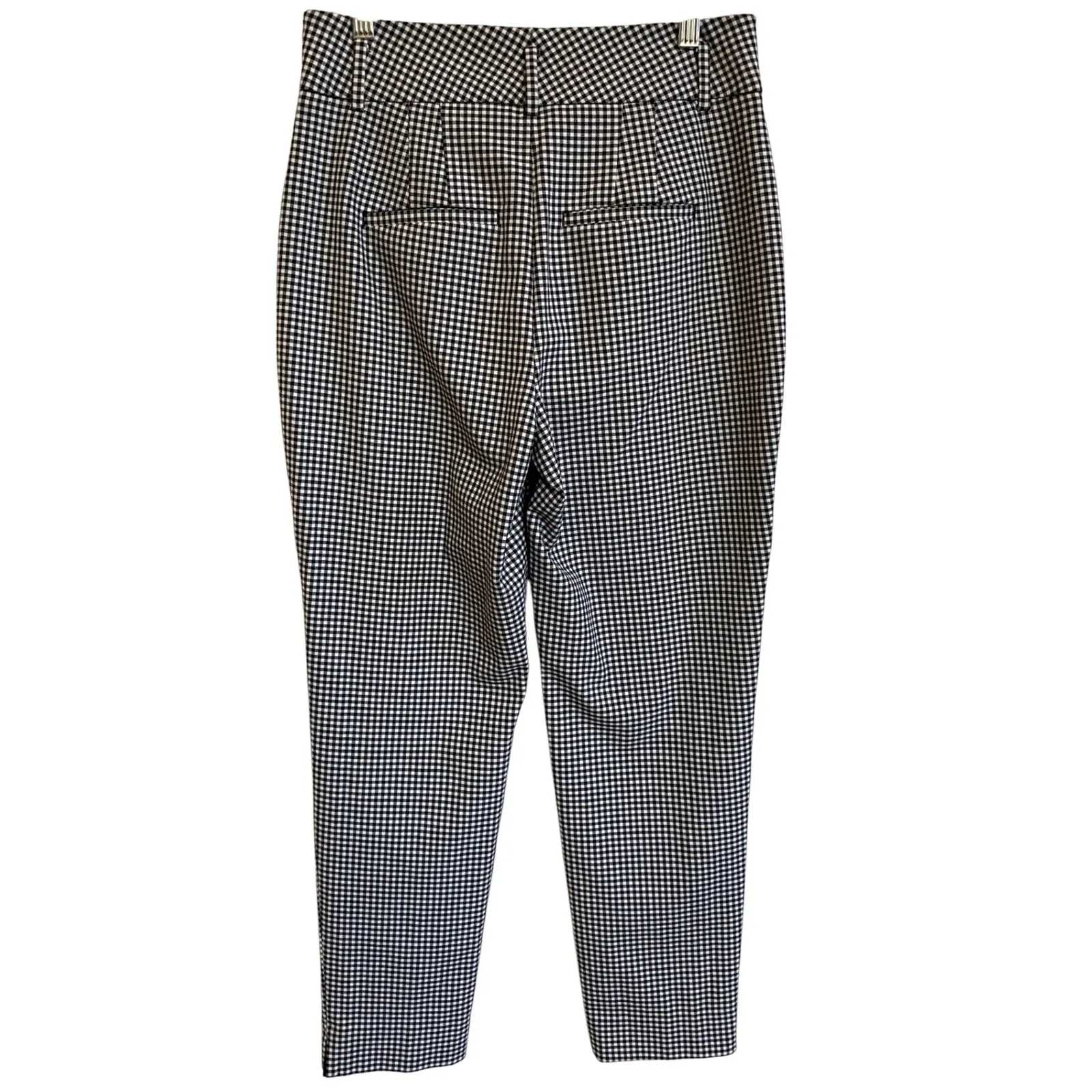 WHBM Elle Slim Tapered Ankle in Gingham Size 4 Black w/ White Gingham EUC - Image 4
