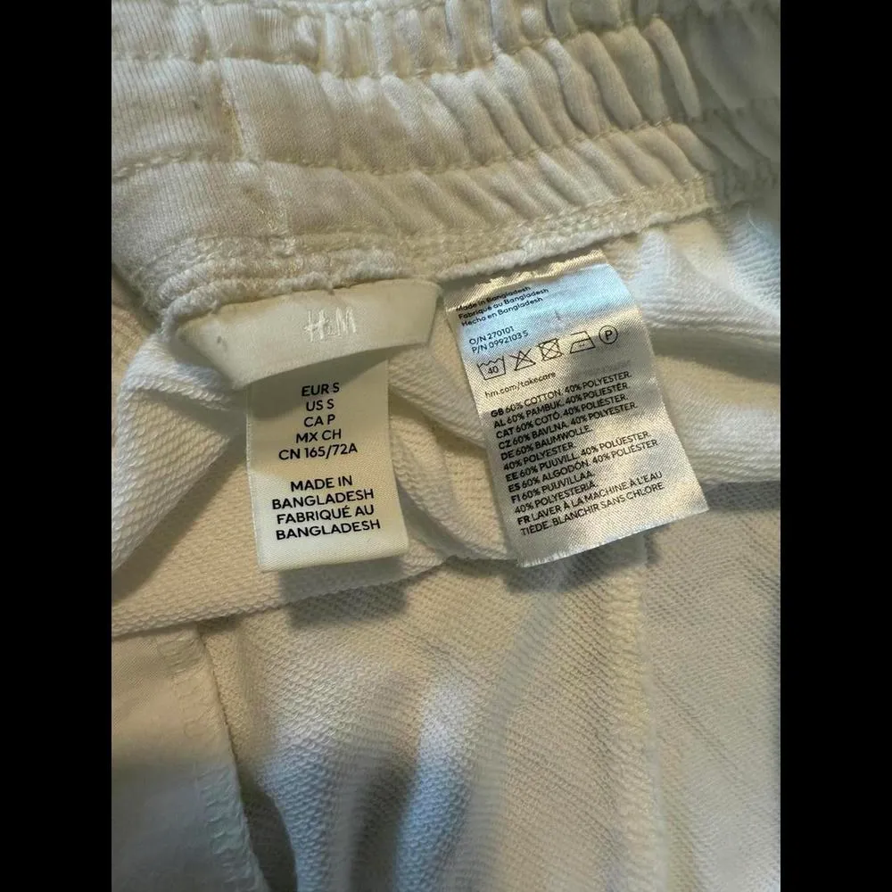 *H&M Women's Size Small Lounge Shorts White Casual Summer Adjustable Sporty - Image 7