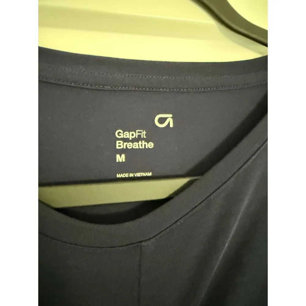 $40 GapFit Breathe Twist Front Long Sleeve Tee Tan- Navy Medium - Image 4