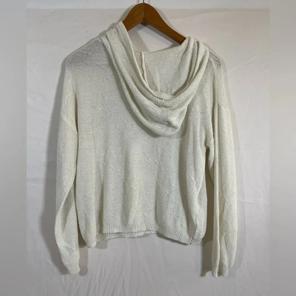 Women’s Honey Punch white sheer star print hooded sweater S - Image 3