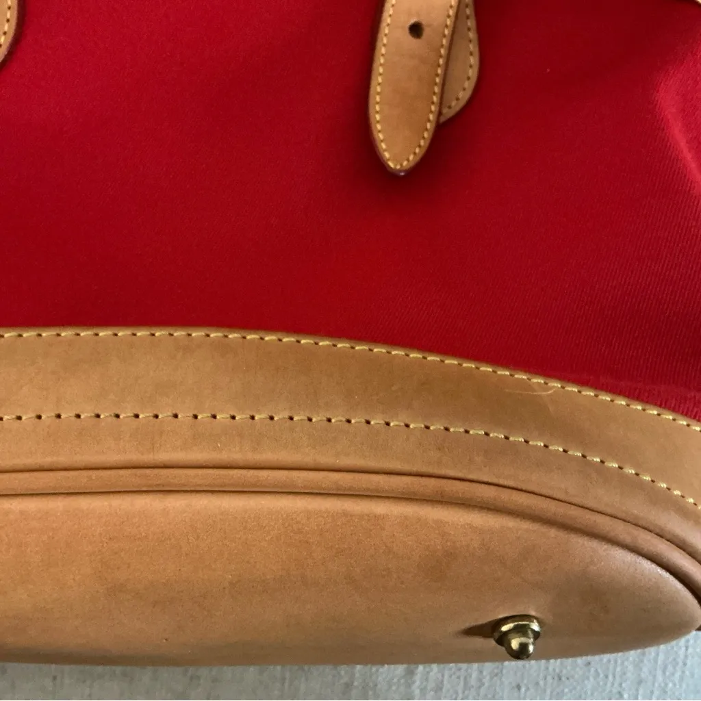 Vintage Dooney & Bourke Caro red canvas leather trim tote shoulder bag Made USA - Image 10