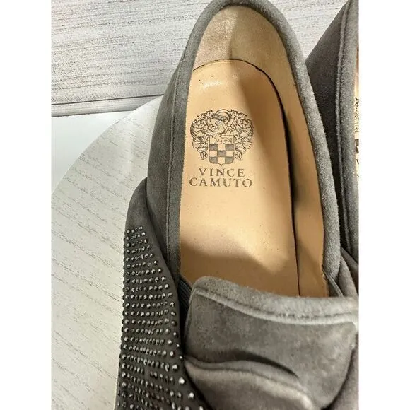 Vince Camuto Womens Barita Gray Suede Slip on‎ Casual Shoes Size 8.5 Rhinestones - Image 6