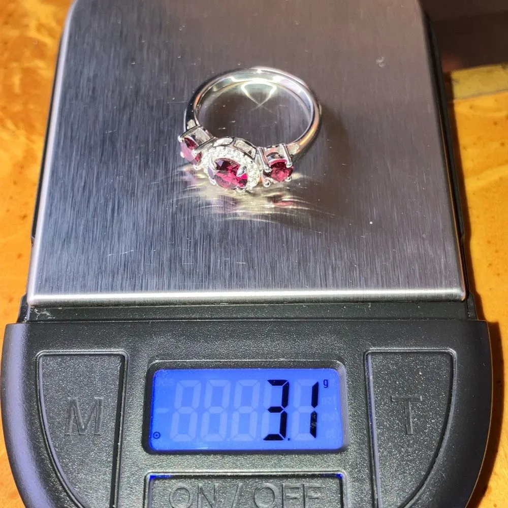 Natural Rhodolite Garnet Sterling Silver Ring Size 6.75 - Image 10