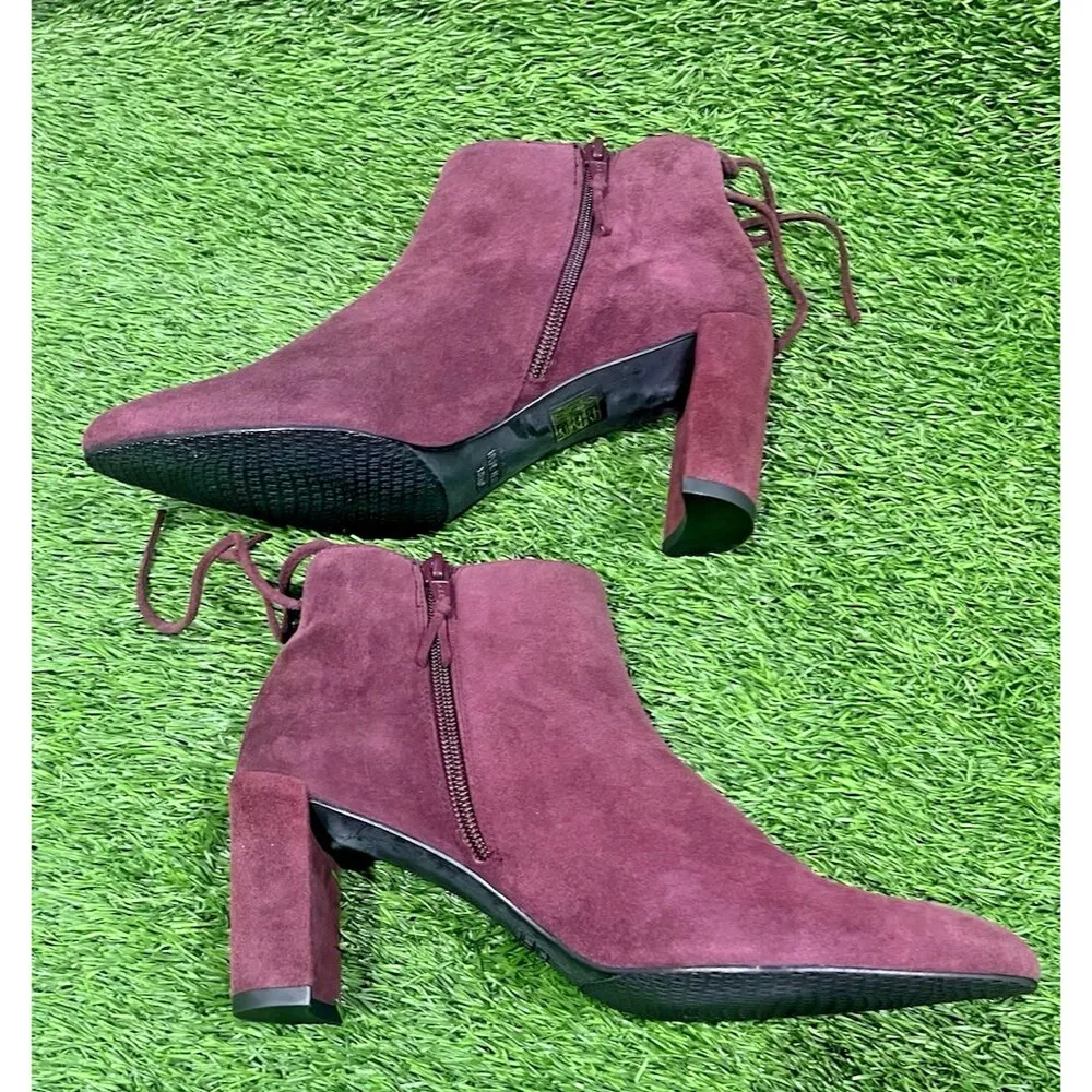 Stuart Weitzman Gardner Maroon Suede Boots Size 7 New - Image 14