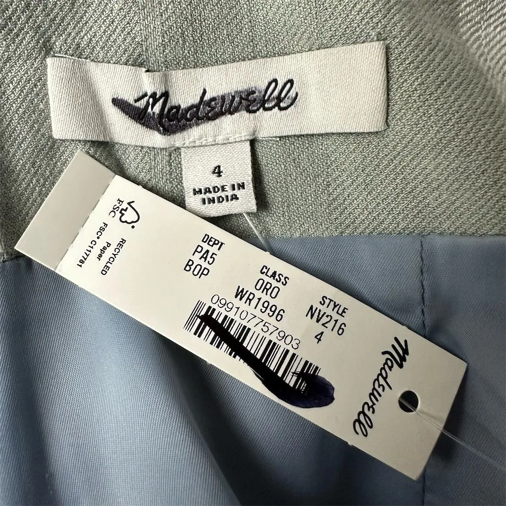 NWT Madewell Women's Sz 4 Single-Pleat Linen Mini Skirt Blue Orange Plaid Preppy - Image 9