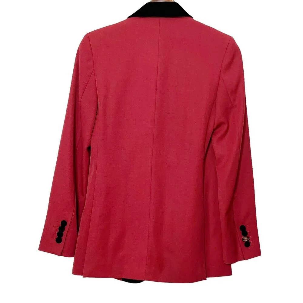 Racil Suit Jacket Virgin Wool 2 Button Jacket Red Black Blazer Size Fr. 36 US 4 - Image 5