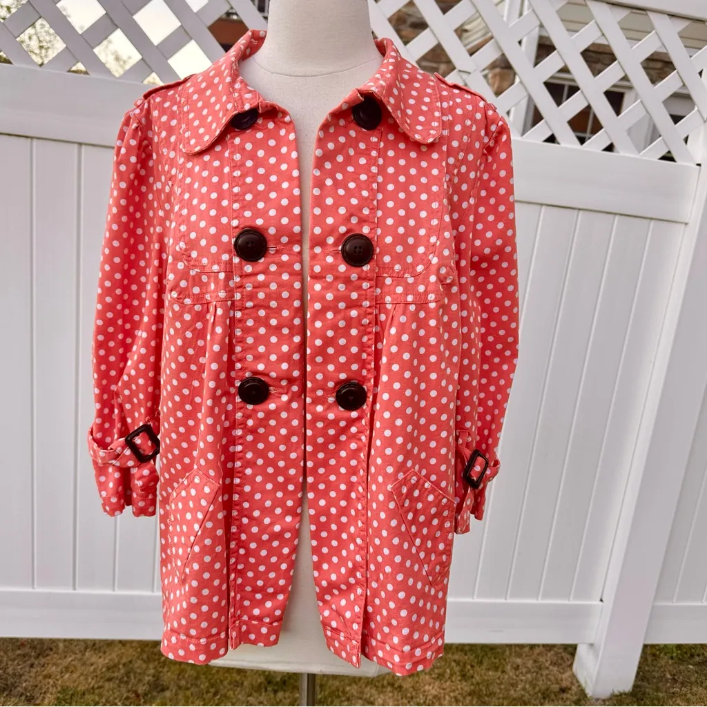 American Rag Coral & White Polka Dot Jacket - Image 2