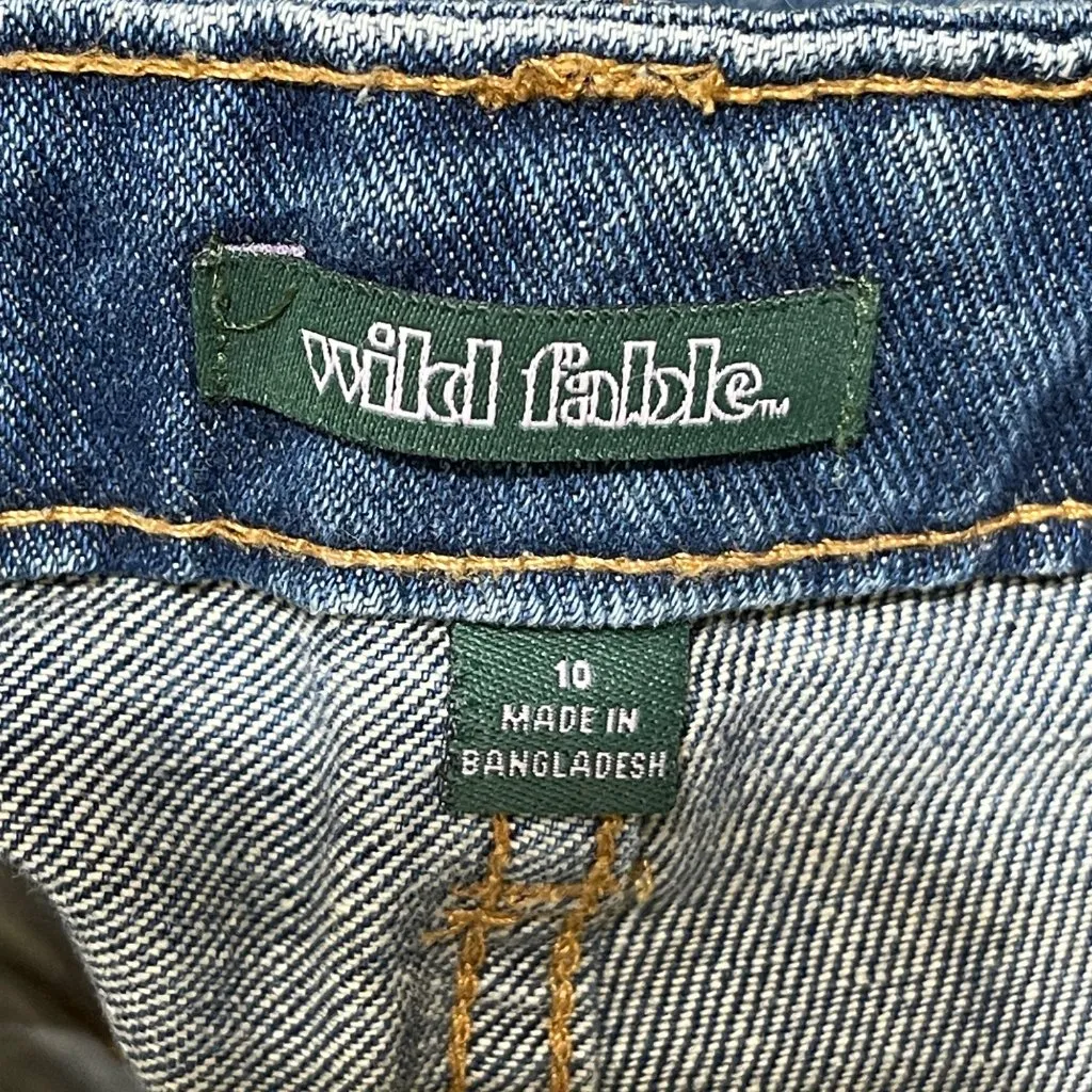Wild Fable High Rise Bermuda Shorts Denim Jean Button Fly Size 10 Raw Hem - Image 3