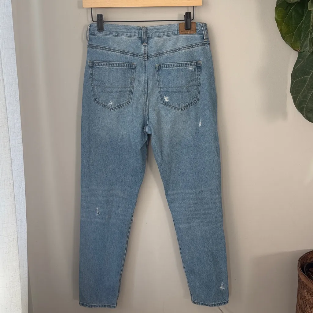 American Eagle AEO Distressed Light Wash Mom Jeans - Image 3