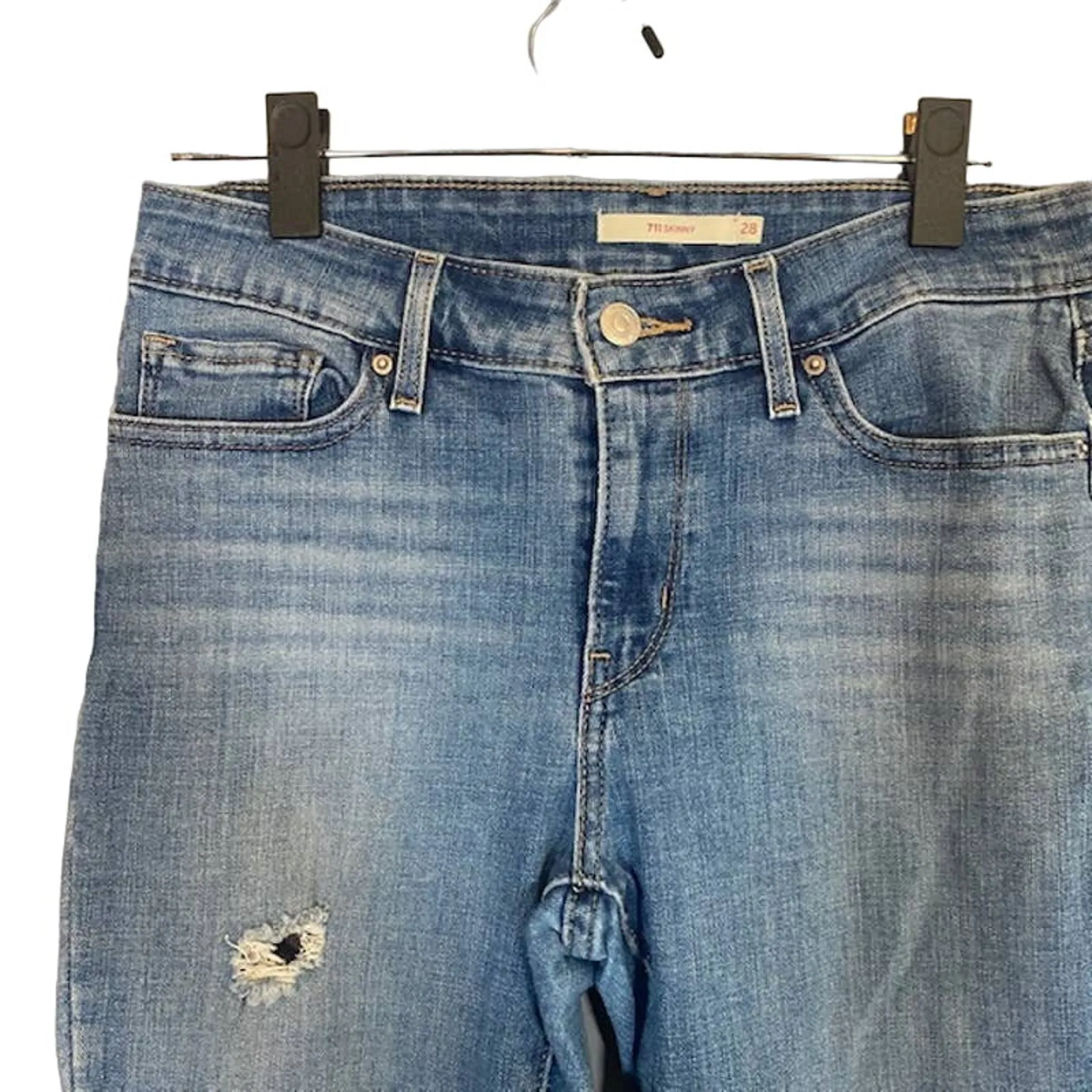 Levi’s 711 Women’s Skinny Distressed Ripped Denim Jeans Size 28 - Image 8