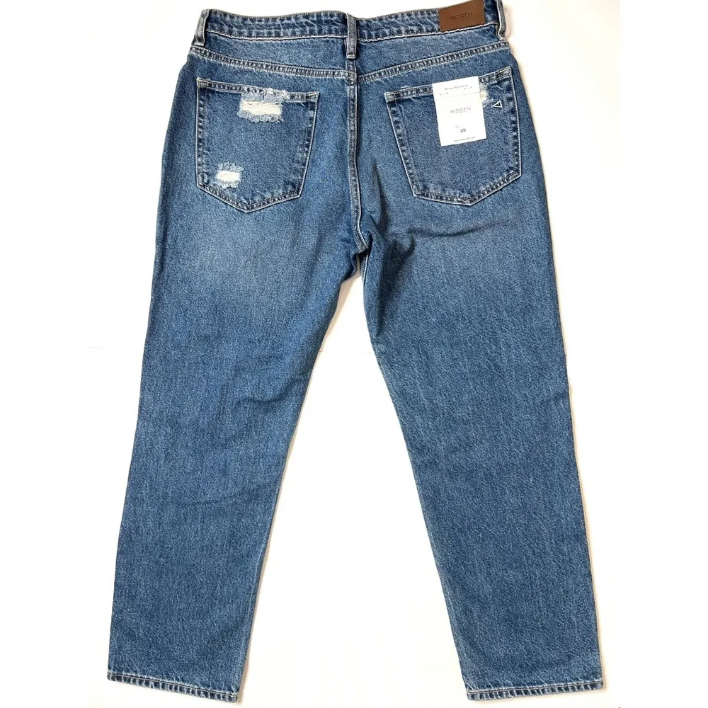 Hidden Bailey Boyfriend Denim Dark Wash Destructed Jeans Sz 29 Women - Image 4