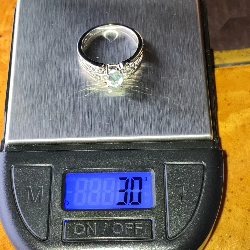 Natural Aquamarine Sterling Silver Ring Size 6.75 - Image 10