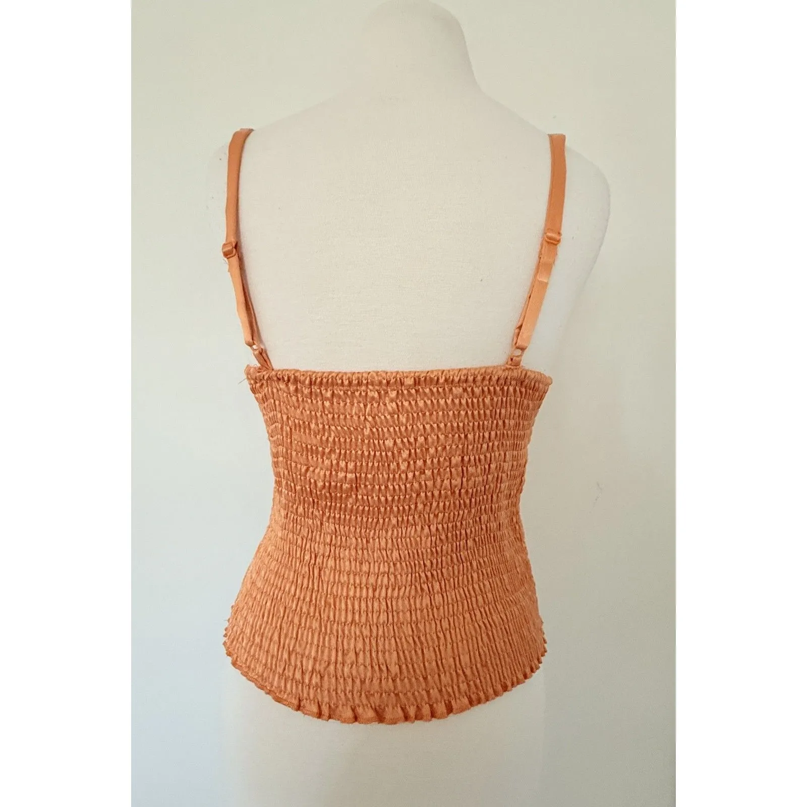 VTG Y2K Orange Satin Lace Applique Ribbon Detail Corset Bustier Top Bridgerton Size undefined - Image 3