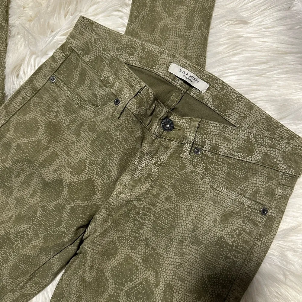 Rich and Skinny Green Snake Print Jeans - Image 2