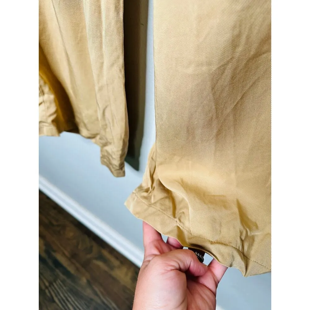 DONNI Women's Brown Tan Twill Pleated Front Button Fly Pants Size Large - Image 10